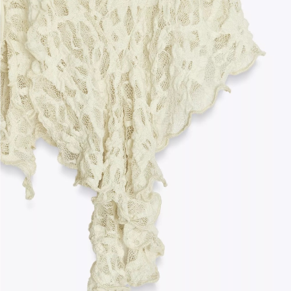 ‼️ISO‼️ Zara Lace Ruffle Top (Light Yellow) - Picture 7 of 10